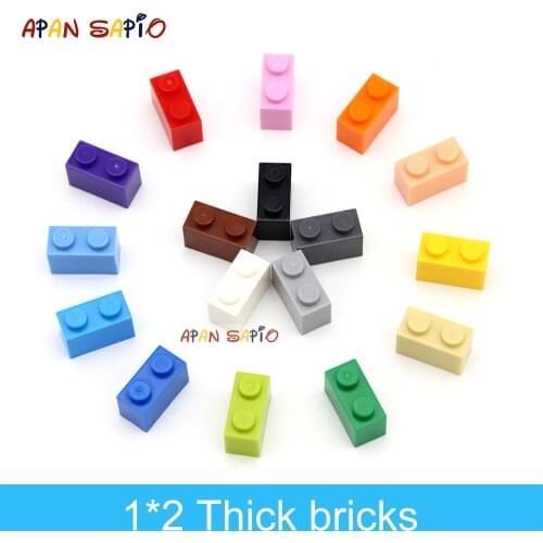 100pcs DIY Building Blocks Thick Figures Bricks 1x2Dots Educational Creative Size Compatible With 3004 Plastic Toys for Children