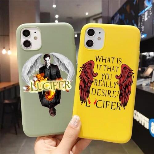 New American TV Degenerate angel Lucifer Matte yellow TPU phone case For iphone 6S 7 8 Plus X XR XSMax 12pro 11PRO MAX SE cover