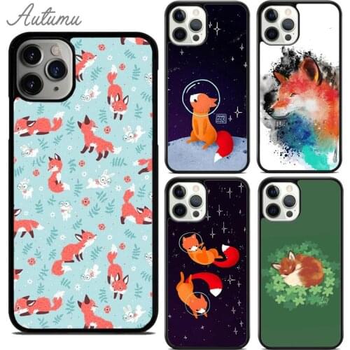 Cute cartoon animal Red fox Art Phone Case for iPhone 11 12 Pro Max mini X XR XS SE 2020 5 6S 7 8 Plus Galaxy S9 S10 Cover shell