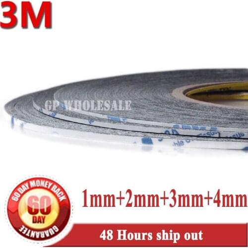 Mix 4 rolls 1mm/2mm/3mm/4mm 3M Black Double Sided Adhesive Tape Strip Sticky for Mobilephone Tablet Touch Screen Panel Glass LCD
