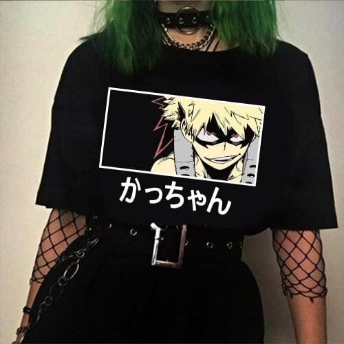 Harajuku Man My Hero Academia T Shirts Tees Shirt Tops Bakugou Katsuki Graphic Short-Sleeved Japanese Anime T Shirt
