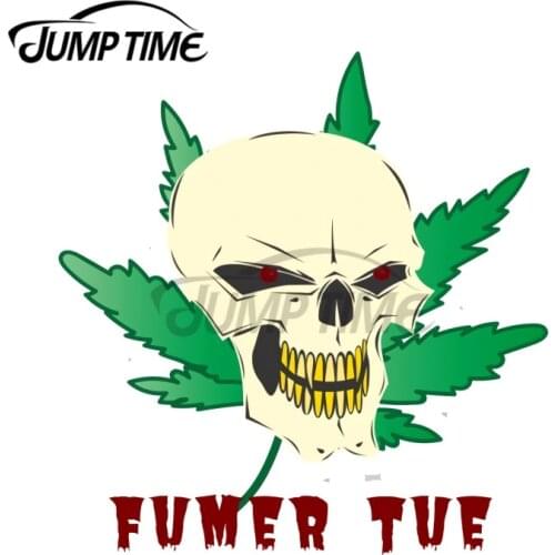JumpTime 13 x 11.2cm Sskull Smoke Hemp Kills Car Truck Decal Bumper Window Fashion 3D Funny Waterproof Car Stickers for VAN
