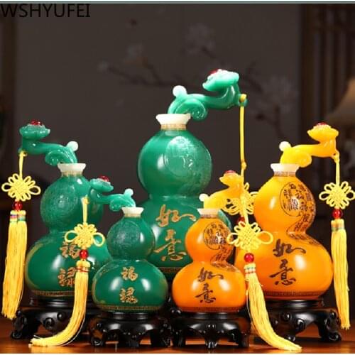 Chinese Style Lucky Tree Fortune A Pair Gourd Statue Ornaments Resin Sculpture Crafts Home Decoration Accessories Wedding Gifts
