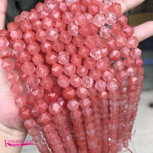 Red Watermelon Crystal Stone Loose Beads High Quality 6/8/10mm Faceted Rhombus Shape DIY Gem Jewelry Accessories 38cm wk393