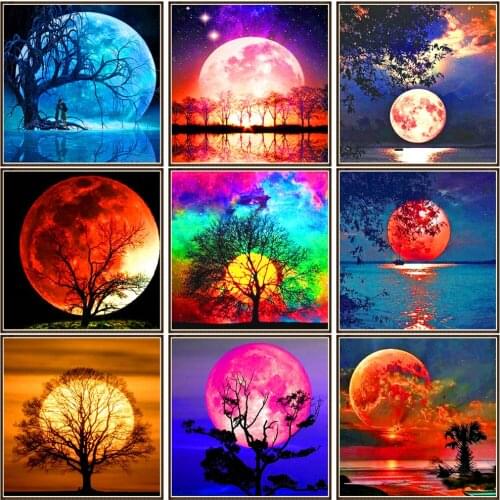 5D full circle diamond full moon scenery DIY diamond embroidery kit mosaic home decoration ornaments