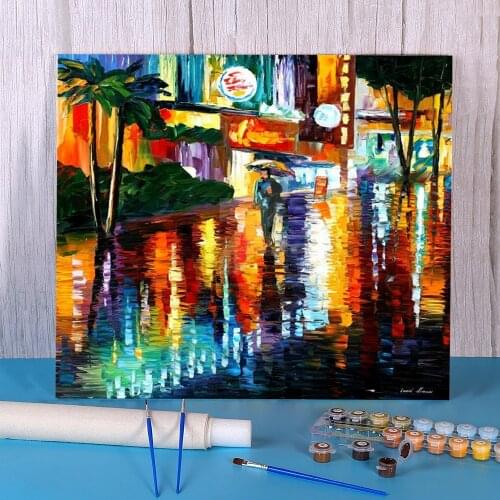 Miami Night Paint By Numbers Package Acrylic Paints 50*70 Paiting By Numbers Home Decor For Children Wholesale For Handiwork
