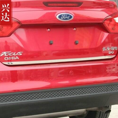 For Ford Focus 2012-2015 4dr Sedan Tailgate Rear Door Bottom Cover Molding Trim Stainless Steel back door trim car Accessories