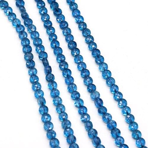 Natural Semi-Precious Stones Beaded 6mm Oblate Blue Olive Faceted Beads for Charm Jewelry Making DIY Trendy Bracelet Unisex Gift