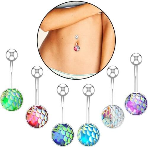 New belly button ring creative fish scale belly button puncture jewelry