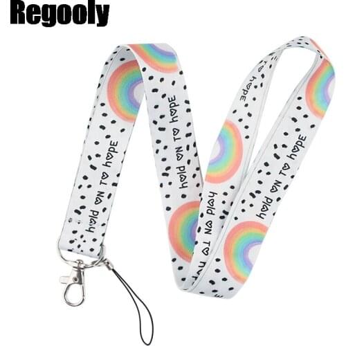 Rainbow homosexuality Cartoon Keychain Lanyards Id Badge Holder ID Card Pass Mobile Phone USB Badge Holder Key Strap 1PCS