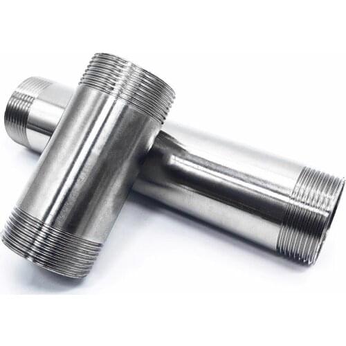 304 Stainless Steel Pipe 1/4" 3/8" 1/2" 3/4" 1 2" BSPT Male x Male Extension Joint Long 100/150/200/250/300mm Plumbing Fittings
