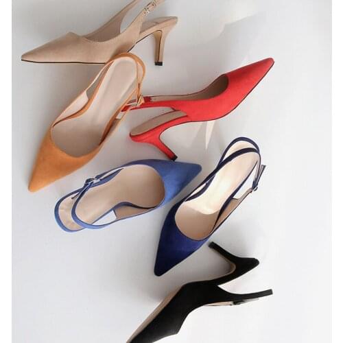 MHYONS Spring Summer Slingback Pumps Shoes Sexy Pointed Toe Buckle High Heels Shoes Summer Sandals 10CM 8 CM 6 CM Women Heels