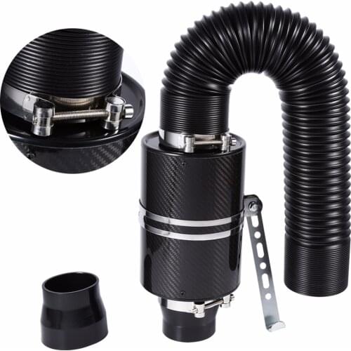 1 Set Universal Car 3 inch Carbon Fibre Cold Air Filter Feed Enclosed Intake Induction Pipe Hose Kit Universal