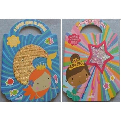 2 Books Parent Child Kids Toddler Trottie Baby Portuguese Book Early Education Cute Picture Handmade Stickers Libros Book Age 3