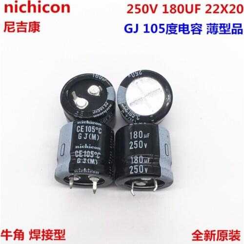 2PCS/10PCS 180uf 250v Nichicon GJ 22x20mm 250V180uF Snap-in PSU Capacitor