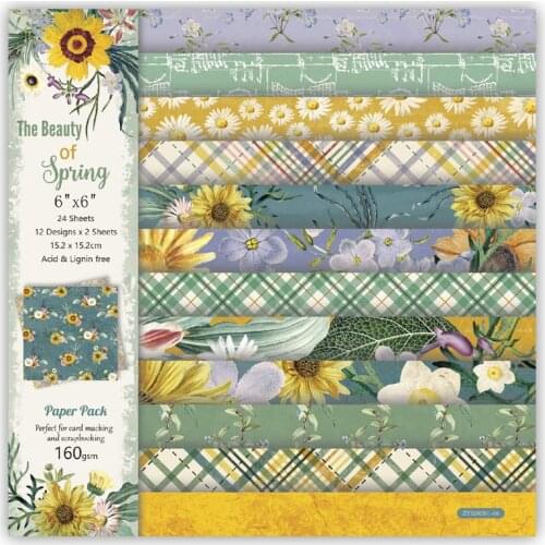 24 Sheets Daisy Scrapbooking Pads Paper Origami Art Background Paper Card Making DIY Scrapbook Paper Craft