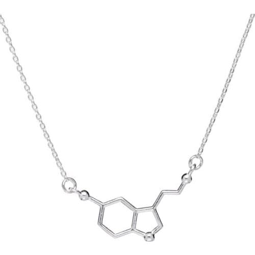 30PCS Formula Hormone Serotonin Molecule Necklace Science Molecules Chemistry Molecular Pendant Chain Necklaces Women Jewelry