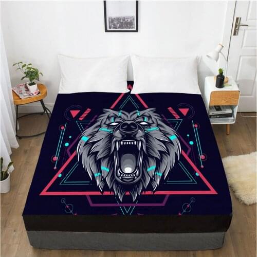 3D Mattress Fitted Cover Bedspread Fitted Sheet Linens Bed Sheets Bedsheet Animal Design Lion Black 150x200cm Home Tetile