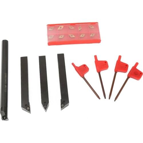4Pcs 12mm Straight Shank Boring Bar CNC Lathe Turning Tool Holder+10pcs DCMT070204 Carbide Inserts Blades+4pcs Wrenches Hot Sale