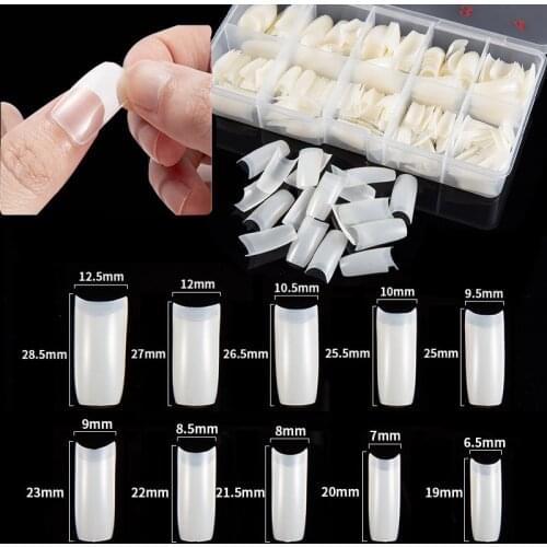 500Pcs/Boxed Coffin Nail Tips Transparent Nail Capsule Fake Fingernails Artifical False Nails Coffin Tips Manicure DIY Tools