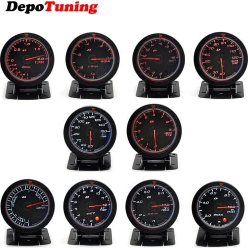 60MM Boost Turbo/Vacuum/Water Temp/Oil Temp/Oil Press/Voltmeter/Air Fuel Ratio/ EGT/Fuel Press/Tachometer Gauge With logo