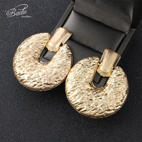 Badu Big Punk Stud Earring Women Vintage Jewelry Frosted Gold Punk Earrings 2019 New Arrival Gift for Girls