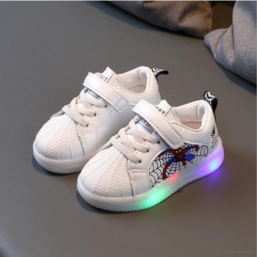 Disney Spiderman Kids Glowing Sneakers kids shoes boys girls Luminous Lighted Sneakers Cartoon Boys LED Children Shoes