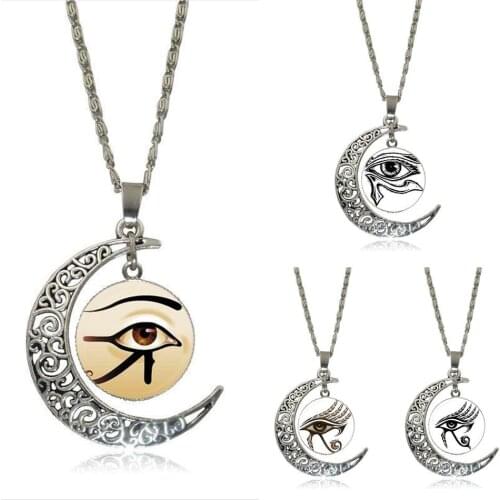 EJ Glaze Eye of Horus Glass Cabochon Pendant Necklace Fashion Necklace For Girls Gift