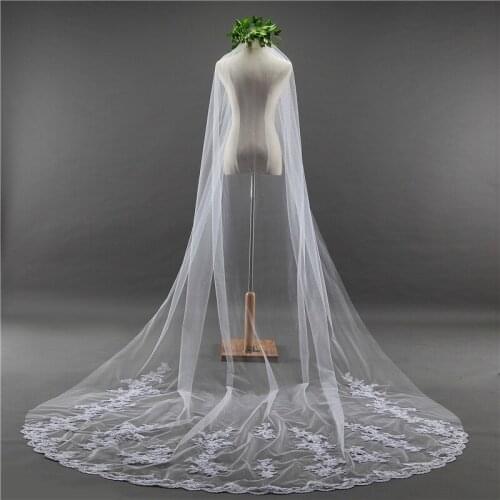 3m White Ivory Wedding Veils Single Layer Lace Edge Bridal Veil Accessories