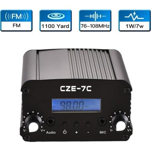 1W/7W FM Transmitter Stereo Frequency Radio Broadcast Station 76MHz~108MHz Campus Amplifiers LCD Backlight PLL Transmitter Goods