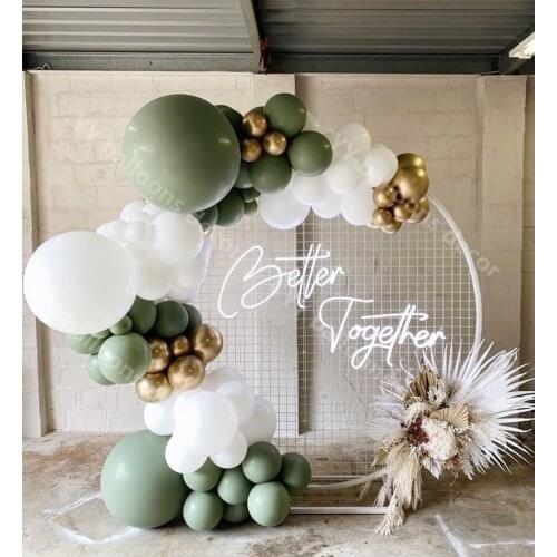 Balloons Garland Arch GLOBAL Sage Green Chrome Gold DIY Party Wedding Decoration Matte White Balloon Baby Shower Favors Decor