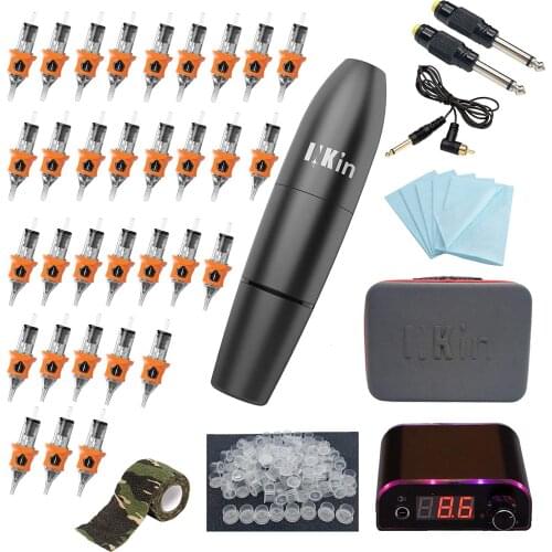 INKIN Tattoo Kit MATO/FATO Rotary Cartridge Tattoo Pen Machine Kit 32 Pcs Assorted Sizes Cartridge Needles Power Supply