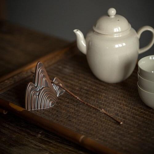 Ceramic Hutian Kiln Shadow Green Brush Holder Mountain Study Room Space Decoration Pen Holder Tea Ceremony Accessories Tea Pets