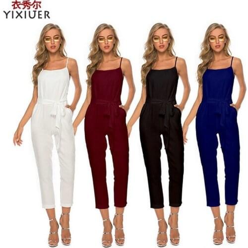 Jumpsuit women cotton and linen casual pants sexy suspenders wide-leg youthful vitality cute plus size fashion streetwear