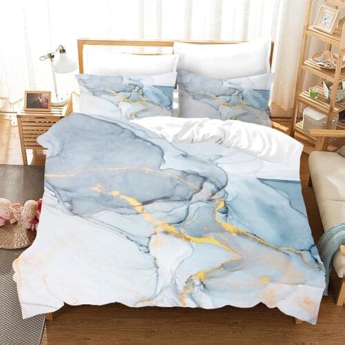 Marble Patterns Printed Bedding Set White Color Duvet Cover Sets Comforter Bed Linen Twin Queen King Single Size Dropshipping