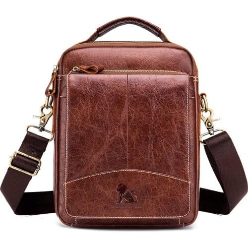 Leather Full-grain Leather Retro Stylish Shoulder Bag Mens Leather Mens Large Capacity Shoulder Bag