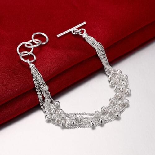 Hot new 925 sterling silver Frosted Bead Grapes chain Bracelets for Women Wedding high quality Fashion Jewelry party Gifts Lady