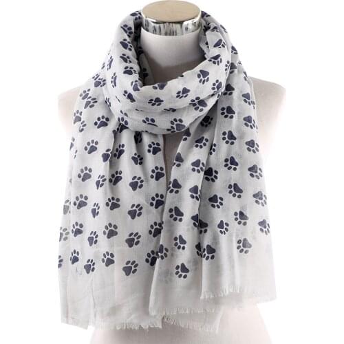 Fashion Cute Dog Paw Scarf Women Dog Footsteps Printed Shawl For Dog Lovers Spring Winter Soft Wrap Souvenir Gift 90x180cm