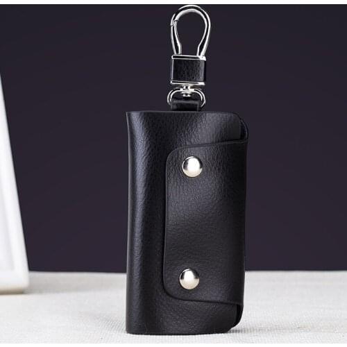 Fashion Split Cow Leather Key Holder Wallet Women Men Travel Keys Organizer Bag 6 Key Rings Pouch Mini Porte Cle Pocket Case