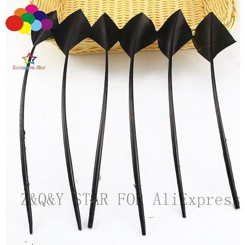 Natural 25-30CM Turkey Nest Forest Feather Scissors Pointed Dye Black DIY Craft Headdress Fitting Feather