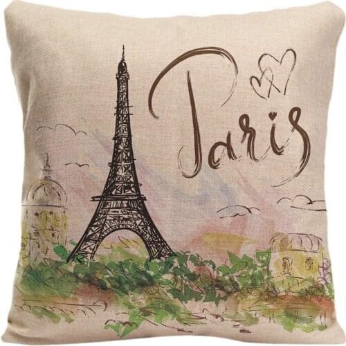 French Tower Eiffel Tower Throw Pillow Case Decorative Cotton Linen Cushion Cover Pillowcase Customize Gift For Sofa