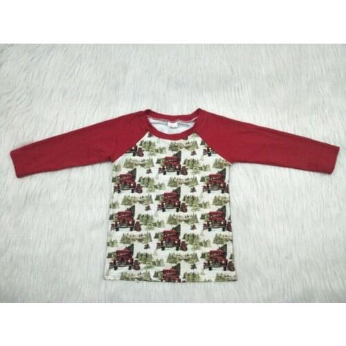 Wholesale/retail car tree baby girls boys t shirt unisex long sleeve christmas style kids autumn childrens clothing tops gxj