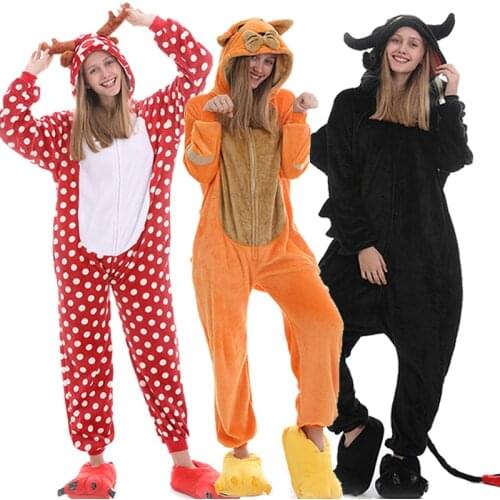 Kigurumi Unicorn Pajamas Set Women Animal Pijamas Winter Flannel Pajama Cosplay Costume Onesies Nightie Pyjama Cat Sleepwear