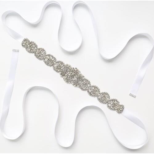 Wedding Dress Belt Crystal Bridal Sash 21 Ribbon Color Blue White Silver Rhinestone Belts Evening Dress Sash Belts