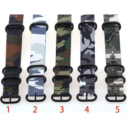 EACHE ZULU Camouflage Nylon Watch Straps 18/20/22/24mm watch band strap With Stainless Steel Silver&Black Buckles