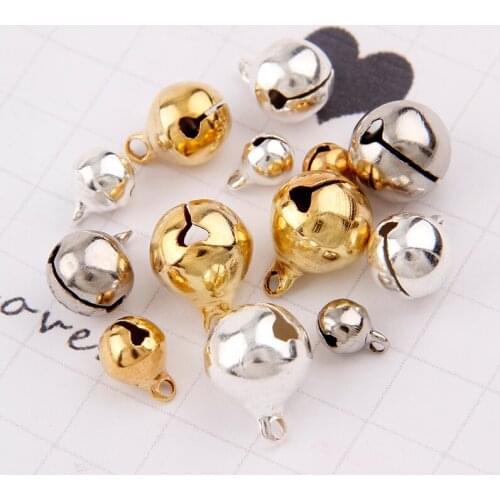 6-12mm Silver Gold Nickel Copper Bell Pendant Christmas Decoration Party Pet Bells Childrens Toy DIY Crafts Accessories 30pcs