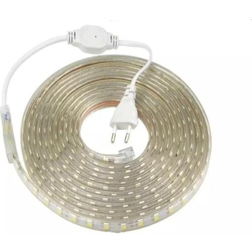 SMD 5050 AC220V LED Strip Flexible Light 60leds/m Waterproof Led Tape LED Light with Power Plug 1M/2M/3M/5M/6M/8M/9M/10M/15M/20M