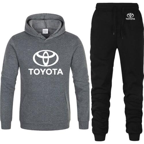 New Spring Autumn Mens Hoodies Toyota car logo printing Fashion Oblique chain Mens Hoodie hip hop Casual Mens hoodie Two-piec