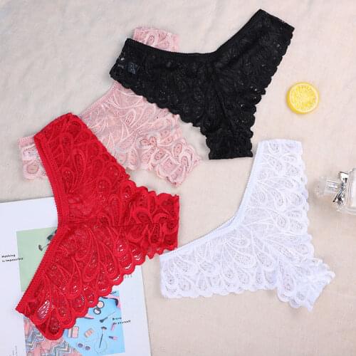 3pcs Women Underwear Sexy Lace Transparent Panties Tempting Pretty Briefs Low Waist Womens Lingerie Underpants Briefs Intimates