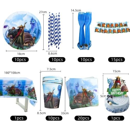 Raya and The Last Dragon Party Decorations Childrens Disposable Tableware Disney Dragon Hunting Legend Birthday Party Supplies